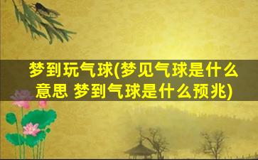 梦到玩气球(梦见气球是什么意思 梦到气球是什么预兆)